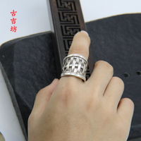 泰國清邁手工銀復古做舊戒指 S925純銀寬版編織工藝開口時尚指環