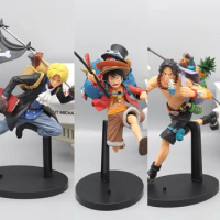 One Piece Luffy Ace Sabo PVC Action Figure Three Brothers Running Backpack Carved GK Model Ornament Anime Peripheral Toys Gifts