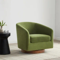 Accent Chair, Round Barrel Chair in Fabric for Living Room Bedroom, Forest Green, Swivel Velvet Accent Chair Armchair