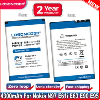 LOSONCOER 4300mAh BP-4L BP4L BP 4L Battery For Nokia E61i E63 E90 E95 E72 E52 E71 6650F N97 N810 Battery