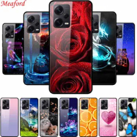 For Redmi Note 12 Pro Plus Glass Case Soft Edge Hard Tempered Glass Back Cover Case For Xiaomi Redmi Note 12 Pro Plus Phone Case
