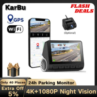 Dashcam 4K GPS WIFI 24h Parking Monitor Dash Cam for Car Camera Front and Rear Dual Dvrs Video Registrator Dvr Para Coche Kamera