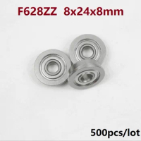 500pcs/lot F628ZZ F628Z F628 Z ZZ F628-ZZ 8x24x8 mm Mini flange deep groove Ball Bearing 8*24*8mm shielded flanged bearing