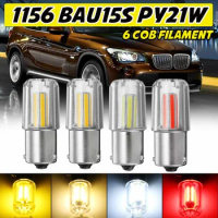 1156 BAU15S PY21 6LED Cob Filament Light Bulb 1000LM Super Bright 12-24V Turn Signal Lights Reverse Parking Lamp for Truck Lorry