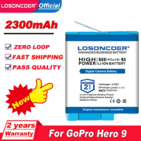 LOSONCOER 2300mAh For go pro hero 9 Battery Charger / For GoPro Hero 9 Black Li-ion AHDBT-901 Battery
