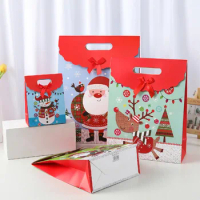 Santa Claus Red Christmas Snowflake Paper Gift Bags With Self-Sealing