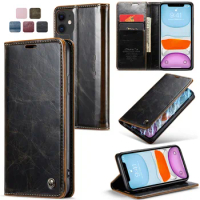 Business Travel Flip Phone Case For iPhone 11 Magnetic Closure Leather Card Holders Wallet for Apple 11 Matte Dropproof Cover