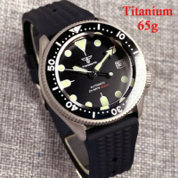 Titanium Case 37mm Tandorio NH35A Sapphire Glass Luminous 200M Diver Automatic Men Watch Date Waffle Strap 3.8 Crown 120 Click
