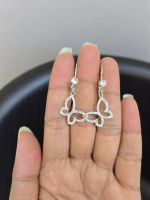 Anting gantung dewasa kupu2 perak/silver 925 lapisan emas putih AG13