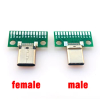 1pcs USB 3.1 Type C Connector 24+2P Female Male Plug Receptacle Adapter to Solder Wire &amp; Cable USB-C 24P+2P PCB Test Board