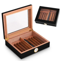 Portable Travel Humidor Beautiful Cedar Wood Cigar Humidor Large Capacity Humidor Glass Top Cigar Box Cabinet