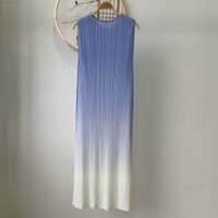 Pleated British Style Temperament Commute High-End Color Printing and Dyeing Slim Dress 8607