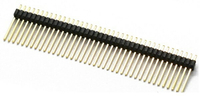 D15-40C1N 2.54mm腳距 總長(不等長)18mm，上12.8mm，下3.3mm 1x40P 180度鍍金單排排針 直插針 (50個含稅價)