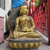 fast shipping USPS to USA S2960 38" Tibet Buddhism fane Bronze Gild Tathagata Sakyamuni Amitabha Buddha Statue