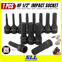 HF 1/2\ Impact Deep Socket 6point 5-17MM Black Socket Long Socket Impact Socket Bit 5 / 6 / 8 / 9 / 