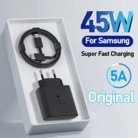 PD 45W Original Super Fast Charger For Samsung Galaxy S22 S23 Ultra Note 10 Plus USB C Type-C Quick Charging Phone Charger Cable