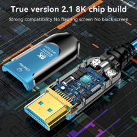 8K HDMI 2.1 Fiber Optic Armored OM4 Cables 48Gbps Ultra High Speed HDMI 8K 60Hz 4K 120Hz Dynamic HDR eARC HDCP for TV Projector