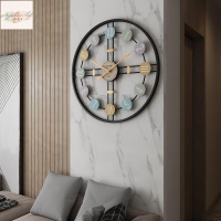 歐美靜音簡約鐘錶 現代工藝鐵藝時鐘客廳裝飾創意掛鐘 居家裝飾鐘 臥室客廳書房裝飾擺件 掃描機芯