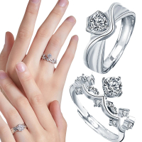 【MoonDy】男戒 純銀戒指 戒指 指環 情侶對戒 對戒 皇冠戒指 開口戒指 結婚鑽戒 情侶禮物 鑽石戒指