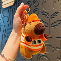 內地直送 - 毛绒水豚警察钥匙扣挂件创意卡通公仔玩偶书包挂饰情侣小礼品