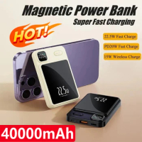 40000mAh Power Bank For Macsafe Magnetic Super Fast Charging Qi Wireless Charger Powerbank for iPhone 15 Samsung Huawei Xiaomi