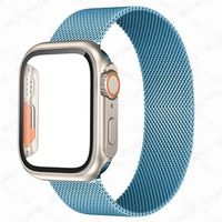 PC Case+Magnetic loop For apple watch Band 44mm 40mm 45mm 41mm Upgrade Ultra 2 cover bracelet iWatch Series SE 4 5 6 7 8 9 strap