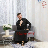 jubah EMBOS pria dewasa jubah sultan Muslim Panjang Hitam Putih Gamis