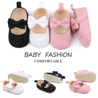 Baby Girl Floral Embroidery Flats Infant Bow Walker Crib Shoes for Party Festival Baby Shower