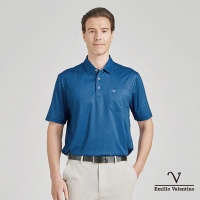【Emilio Valentino范倫鐵諾】男裝吸排涼感彈性印花短袖POLO衫-藍(15-4V8911)