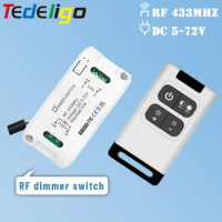 433 mhz Light Dimmer remote control Switch DC 5V-72V 10A Adjustable Brightness Controller For LED Strip Light motor exhaust fan