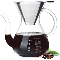 Retail Pour Over Coffee Maker, Glass Coffee Pot, Manual Coffee Dripper Brewer, Coffee Pour Over, Pour Over Coffee Dripper