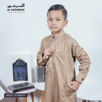 Promo Al Haramain Jubah / Gamis Pria Remaja Resleting Woll 05 | Hitam Motif | Hitam Polos | Abu | Ab