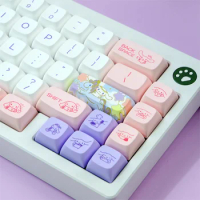 149 Keys Cute Dog Keycaps PBT Dye Sublimation XQ1 Height Like XDA Purple Pink Color Mechanical Keyboard GK61 Anne Pro 2