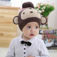 【PS Mall】咖啡猴子造型寶寶套頭帽 保暖冬天動物帽子 兒童帽子 3入(J397)