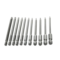 BIT PEMUTAR TORX MAGNETIK, 11pcs, panjang 100mm, Kepala Pemutar Skru Elektrik, Sesuai untuk Bit Pemu
