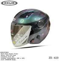 ZEUS ZS 610 SOLID HELM HALF FACE DOUBLE VISOR XL CHAMELEON PURPLE