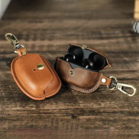 Retro Genuine Cow Leather Case For Sony WF 1000XM5 Wireless Earbuds Protective Bluetooth Earphone Boxes
