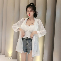 雪紡小西裝外套女夏季新款韓版寬松高級感白色防曬襯衫上衣