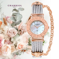 CHARRIOL 夏利豪 St-Tropez 白色珍珠母貝鋯石 石英淑女腕錶-玫瑰金24.5mm(028CCP.540.326)