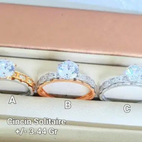 Cincin R0xe solitaire emas rosegold kombinasi putih 750 kadar 17k A.sz18,5-3,46gr
