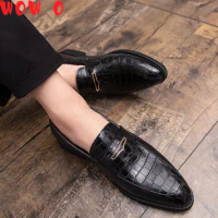Casual brands slip on formal luxury shoes dress men loafers moccasins genuine leather driving shoes big size 48 o4