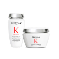 【KERASTASE 巴黎卡詩】白鑽升肽重建髮浴250ml+髮膜200ml(洗髮精/髮浴/髮膜/護髮/修護/養髮)