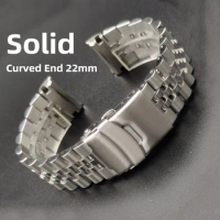 Cruved End Solid Metal Watch Band Strap Stainless Steel Watchband 22mm for Seiko SRP773 SRP774 SRP777 Turtle Series Water Ghost