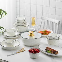 碗碟組合/碗碟/盤子/陶瓷碗 法蘭晶北歐風高級感餐具簡約碗碟盤套裝整套盤子菜盤家用異形盤