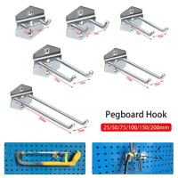 1Pcs Storage Rack Hole Board Hook Hardware Tool Hammer/Pliers Pegboard Hook 25/50/75/100/150/200mm Wall Mount Oblique Hanger