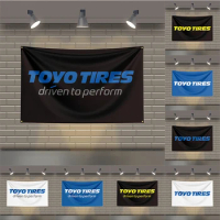 3x5 Ft Toyo Tires Flag Polyester Printed Car Flags for Room Garage Decor