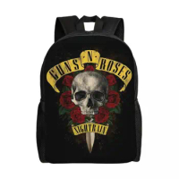 Customized 3D Print Guns N Roses Hard Rock Band Backpacks Bullet Logo College School Travel Bags Bookbag Fits 15 Inch Laptop