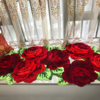 110X70cm Red Rose Carpet for Livingroom/Bedroom/Bathroom/Wedding Rug Soft Shaggy Plush Washable Absorbent Area Rug Bath Mat