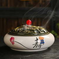 全城熱賣 - 盤香爐家用蚊香盤托擺件室內熏香沉香安神檀香艾草創意陶瓷薰香爐大號蚊香爐小靜【送蚊香架+防火棉】