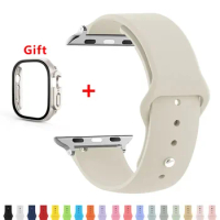 Case+Strap For Apple Watch Ultra Band 49mm Silicone Bracelet+Screen Protector iWatch Series Ultra 2 49 Tempered Glass+cover
